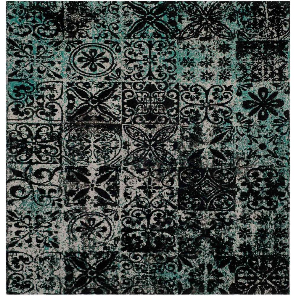 CLV-CLASSIC VINTAGE, TEAL / BLACK, 6' X 6' Square, Area Rug. Picture 1
