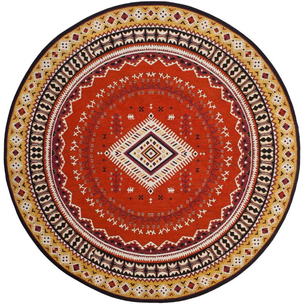 CLV-CLASSIC VINTAGE, ORANGE / GOLD, 6' X 6' Round, Area Rug, CLV511D-6R. Picture 1