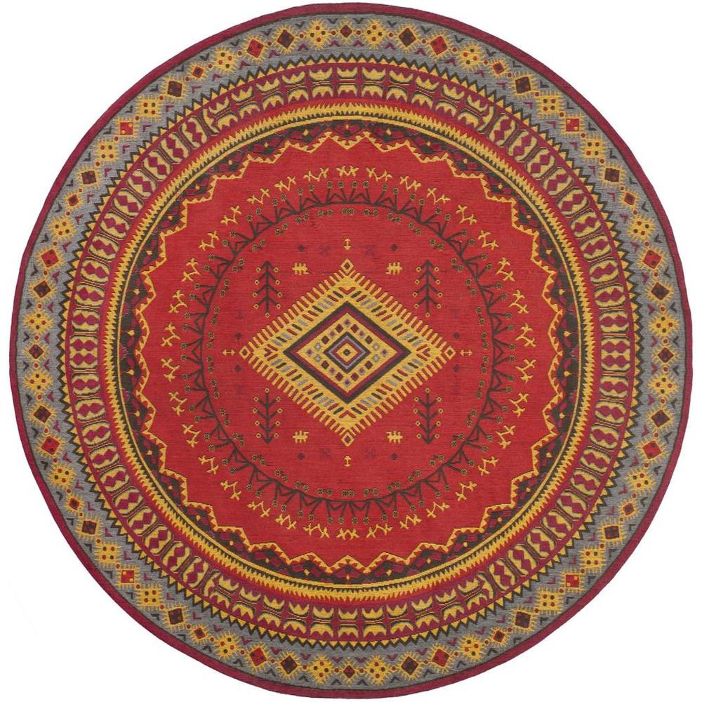 CLV-CLASSIC VINTAGE, RED / SLATE, 6' X 6' Round, Area Rug. Picture 1