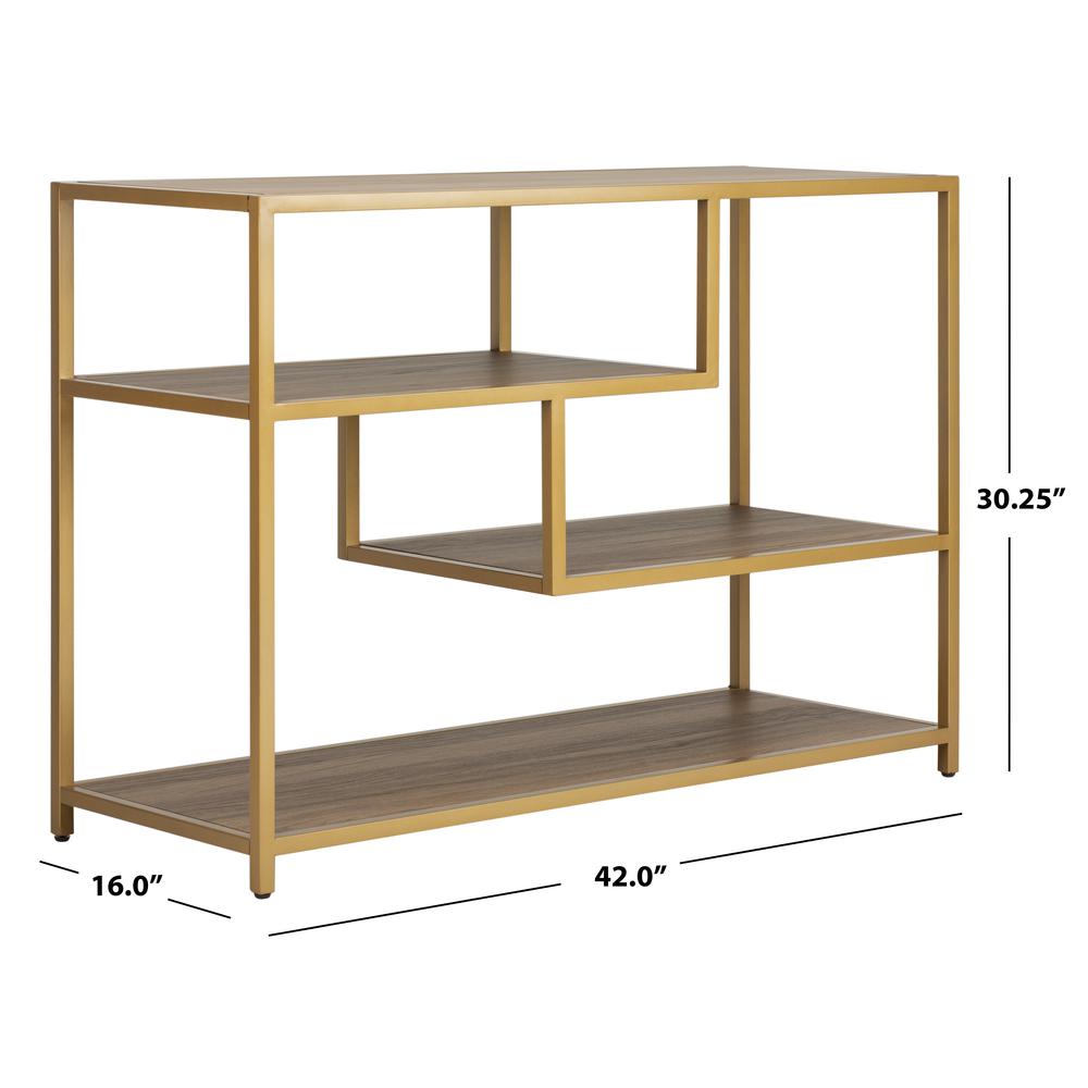 Reese Geometric Console Table, Walnut/Gold. Picture 3