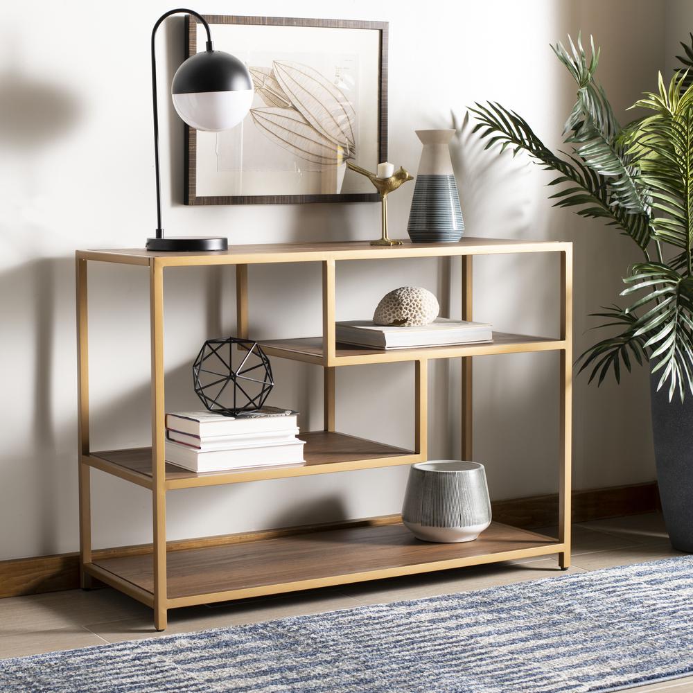 Reese Geometric Console Table, Walnut/Gold. Picture 5