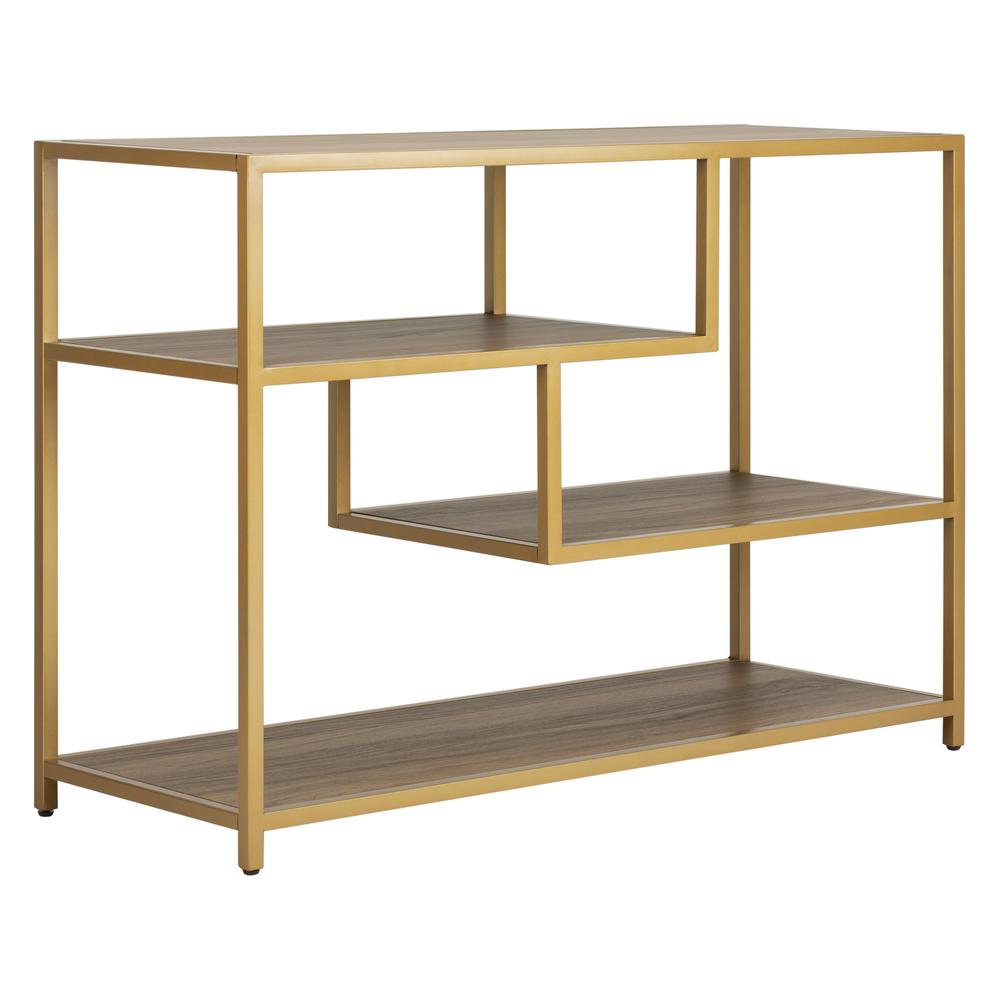 Reese Geometric Console Table, Walnut/Gold. Picture 6