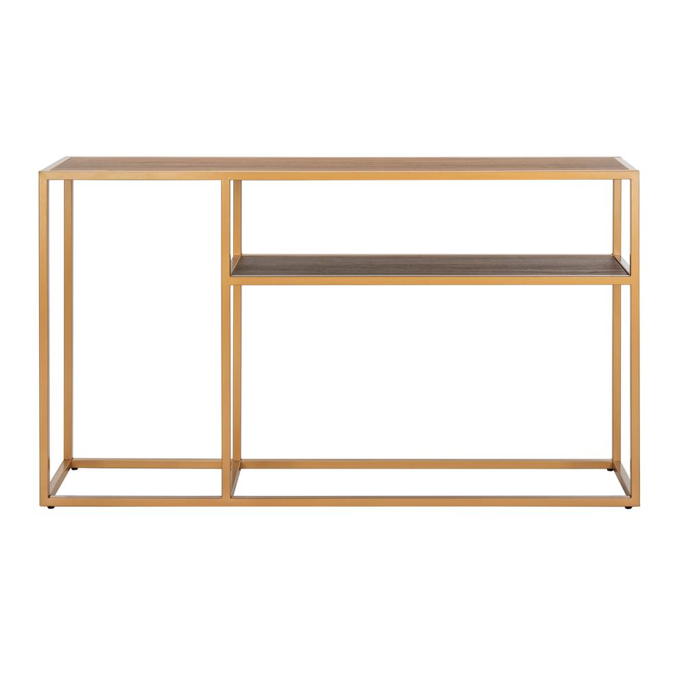Octavia Console Table, Walnut/Gold. Picture 1