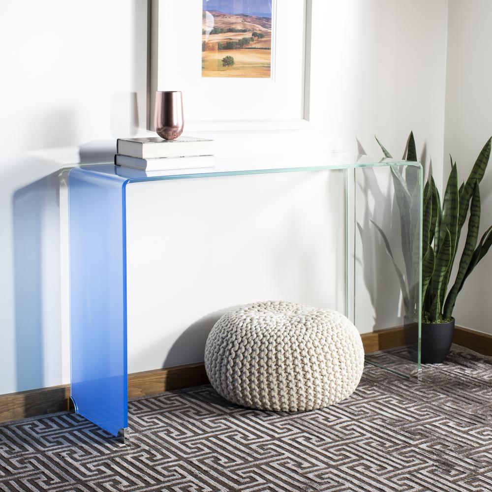 Crysta Ombre Glass Console Table, Clear/Blue. Picture 9