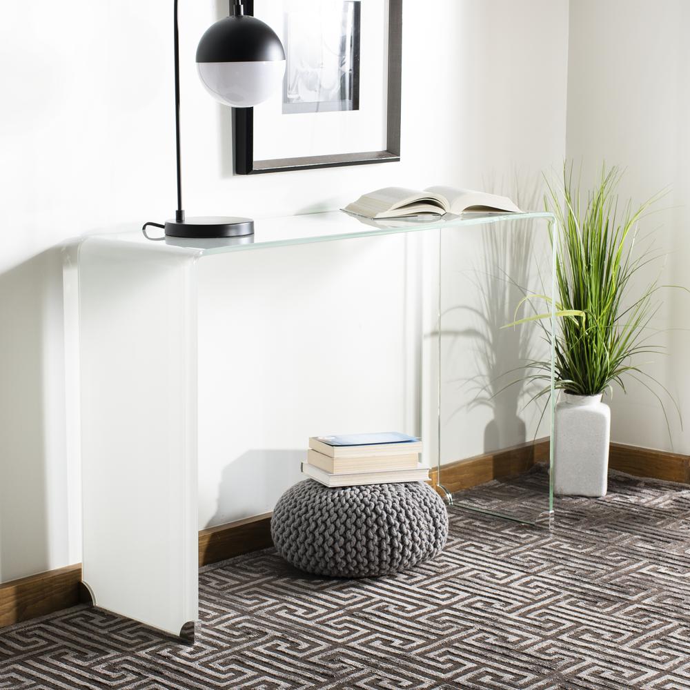 Crysta Ombre Glass Console Table, Clear/White. Picture 9