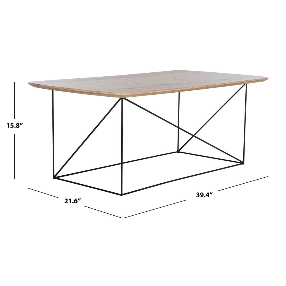 Rylee Rectangle Coffee Table, Taupe Brown Pine/Black. Picture 4