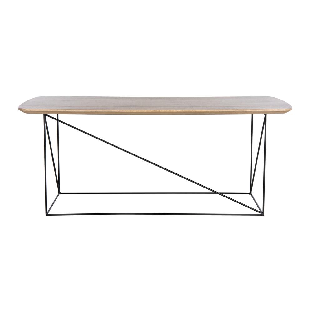 Rylee Rectangle Coffee Table, Taupe Brown Pine/Black. Picture 2