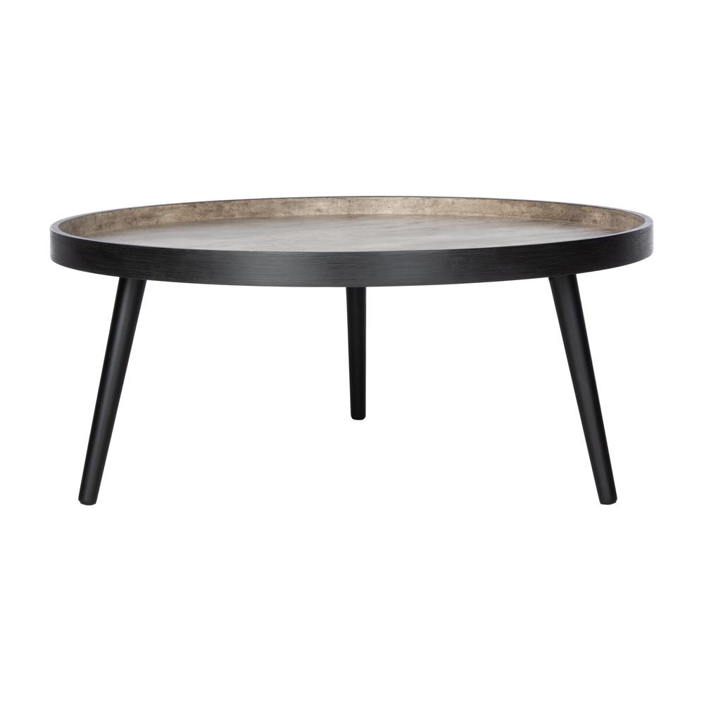 Fritz Round Tray Top Coffee Table, Light Grey/Black. Picture 1
