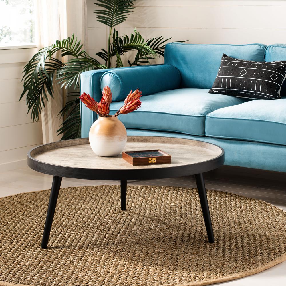 Fritz Round Tray Top Coffee Table, Light Grey/Black. Picture 6