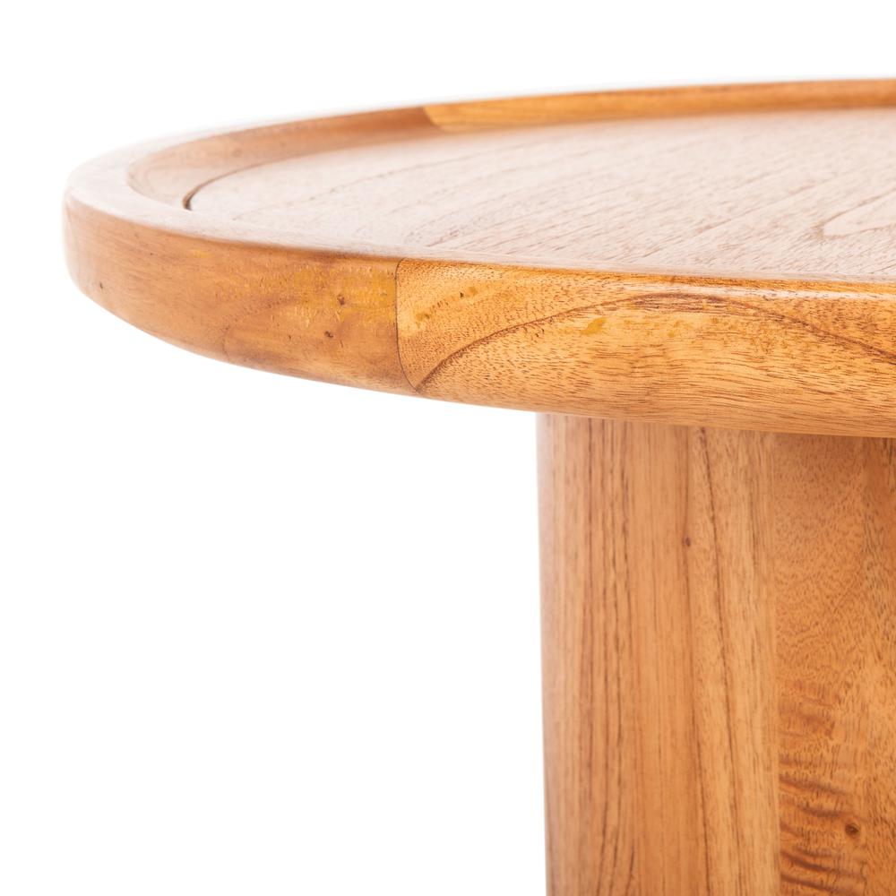 Devin Round Pedestal Coffee Table, Natural Brown. Picture 2