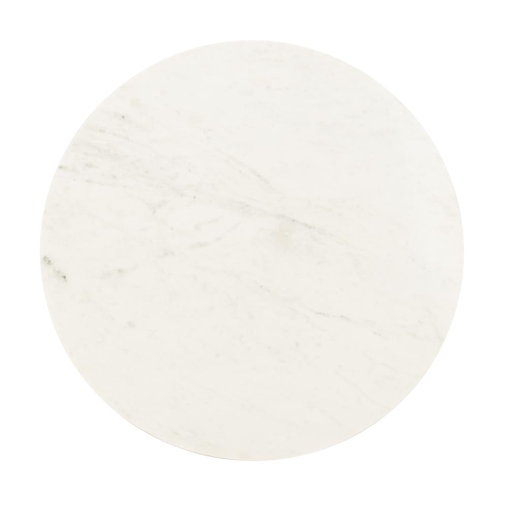 Mila Pedestal Coffee Table, White Marble/Brass. Picture 7