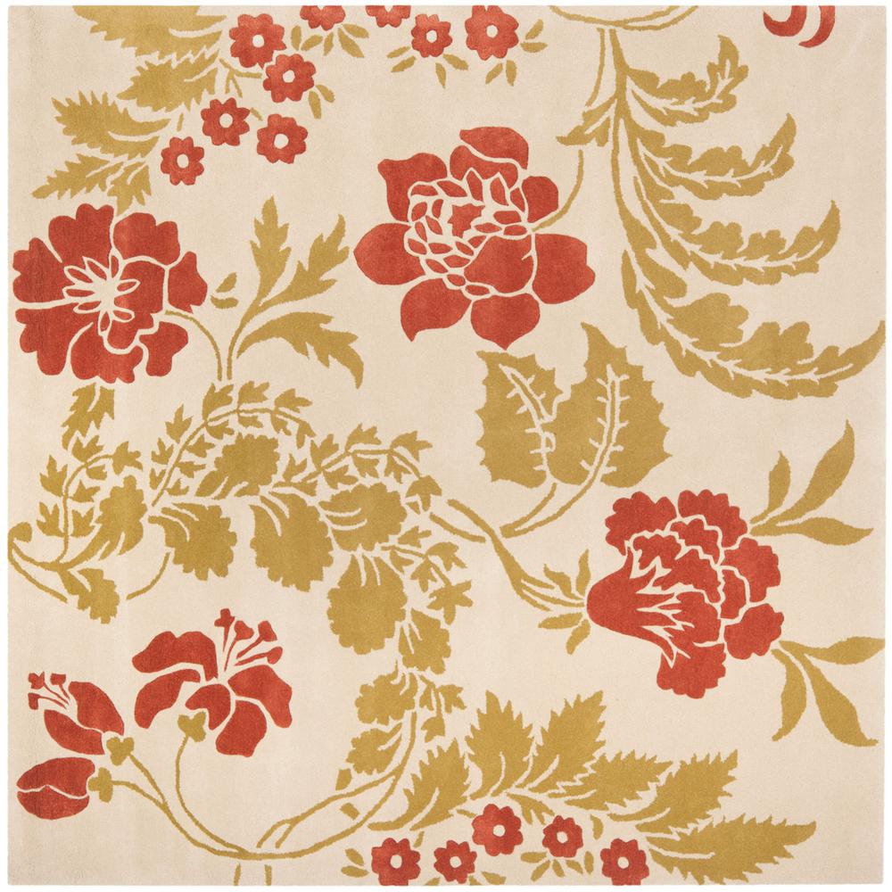 CAPRI, BEIGE / RUST, 7' X 7' Square, Area Rug. Picture 1