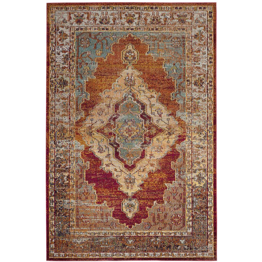 CRYSTAL, ORANGE / LIGHT BLUE, 5' X 8', Area Rug, CRS500A-5. Picture 1