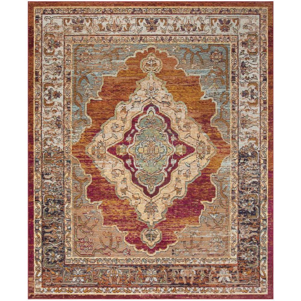 CRYSTAL, ORANGE / LIGHT BLUE, 8' X 10', Area Rug, CRS500A-8. Picture 1