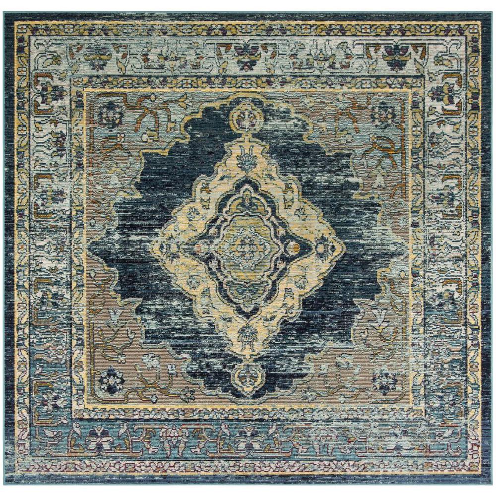 CRYSTAL, BLUE / YELLOW, 7' X 7' Square, Area Rug. Picture 1