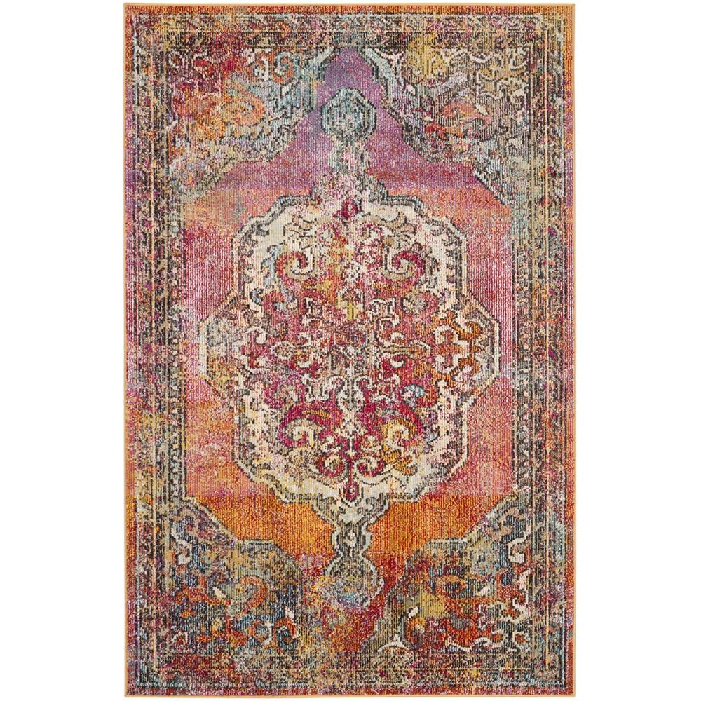 CRYSTAL, ORANGE / LIGHT BLUE, 4' X 6', Area Rug. Picture 1