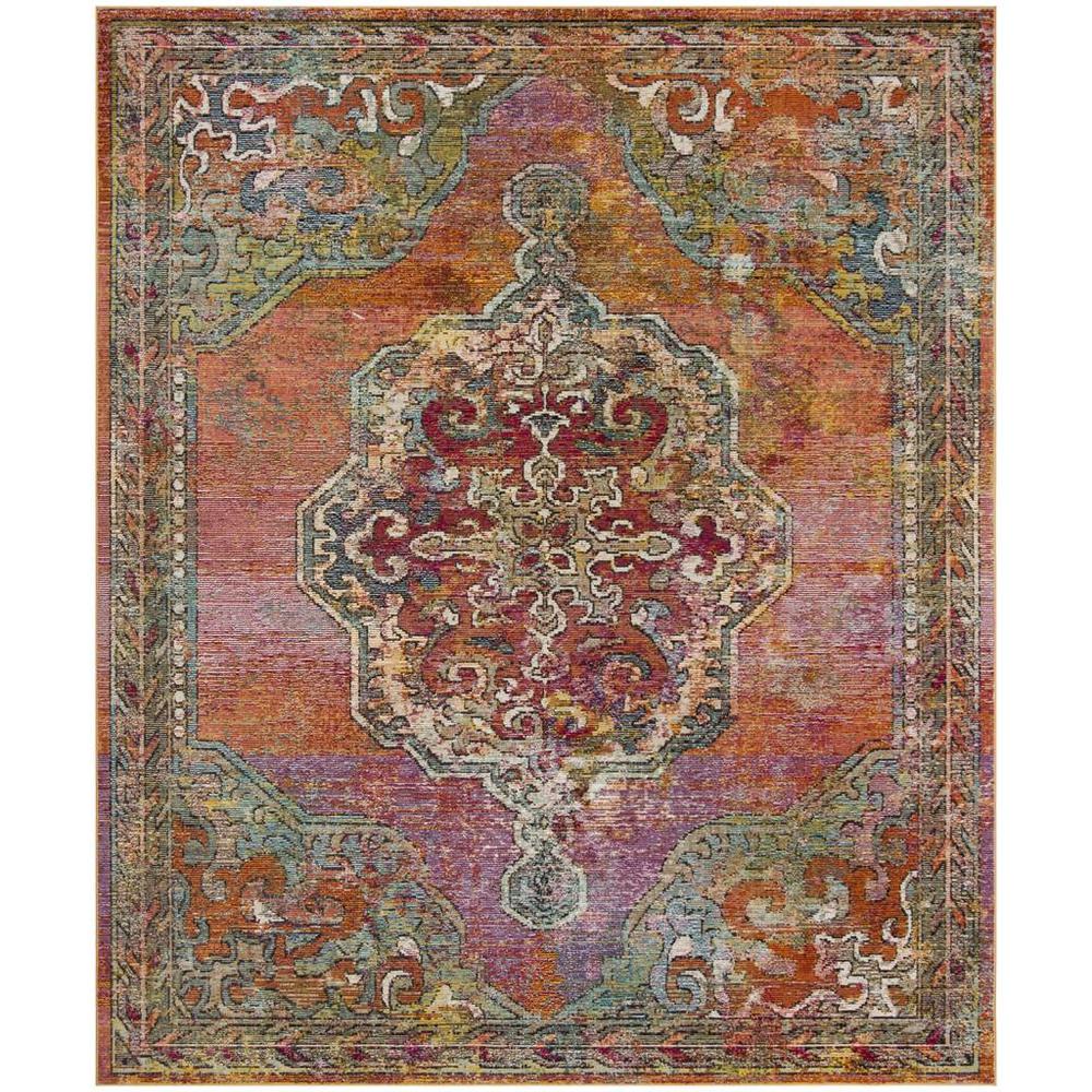 CRYSTAL, ORANGE / LIGHT BLUE, 8' X 10', Area Rug, CRS502A-8. Picture 1