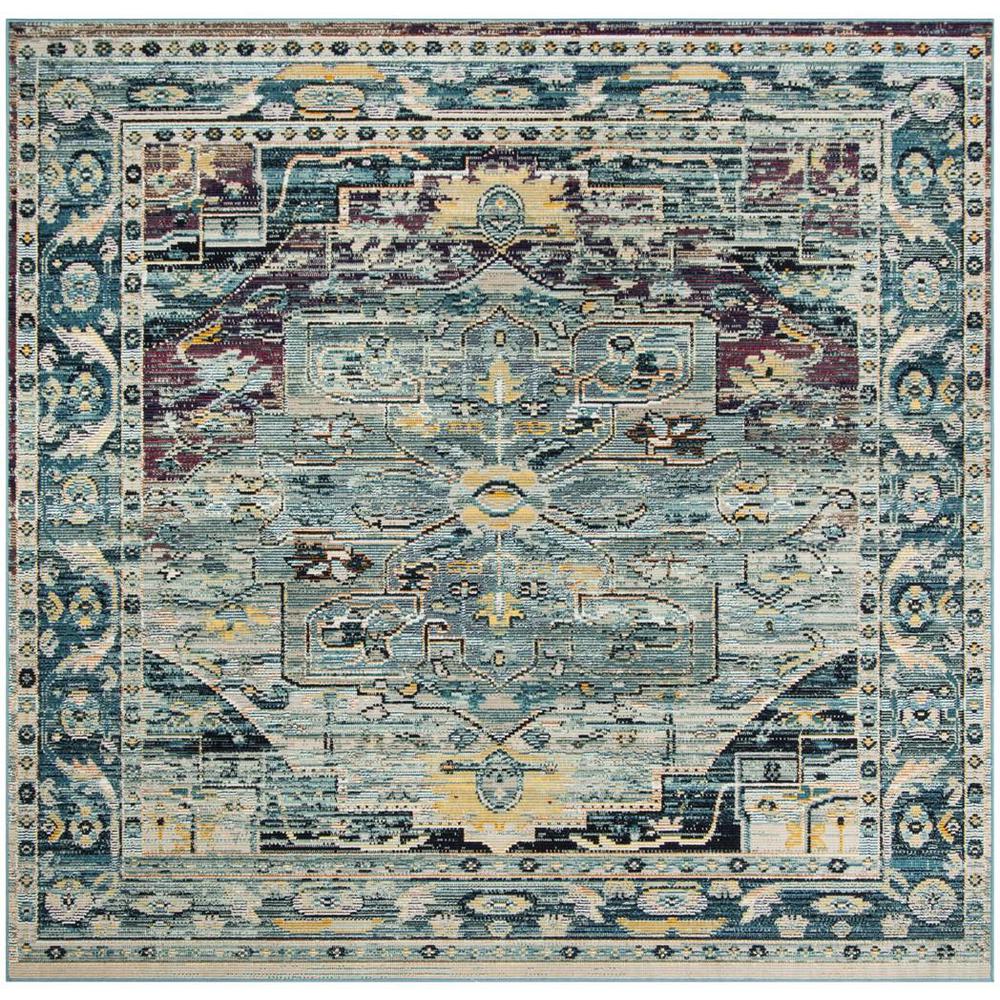 CRYSTAL, TEAL / PURPLE, 7' X 7' Square, Area Rug. Picture 1