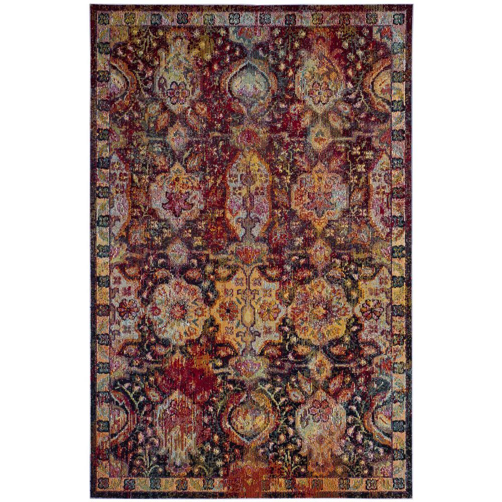 CRYSTAL, NAVY / ORANGE, 5' X 8', Area Rug. Picture 1
