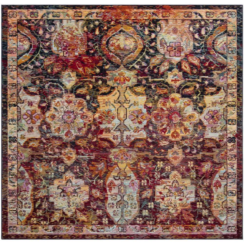 CRYSTAL, NAVY / ORANGE, 7' X 7' Square, Area Rug. Picture 1