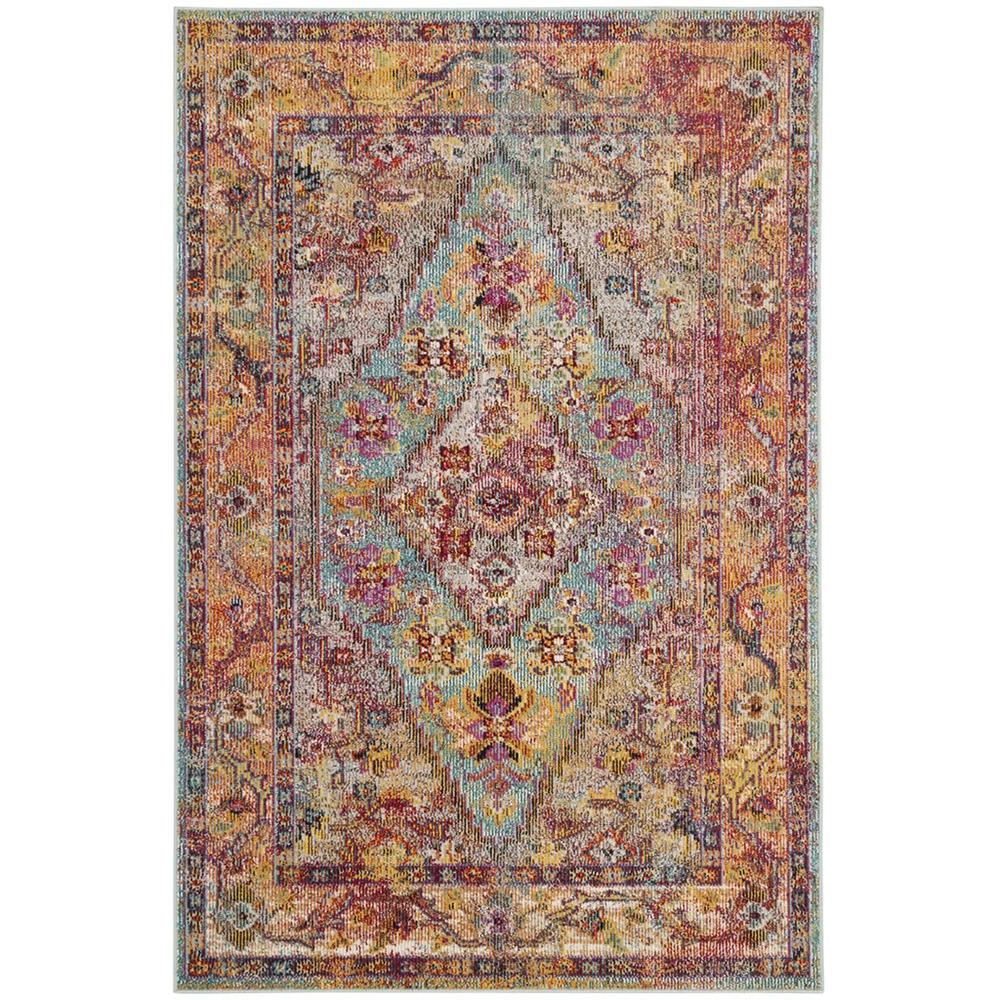 CRYSTAL, LIGHT BLUE / ORANGE, 4' X 6', Area Rug, CRS507A-4. Picture 1