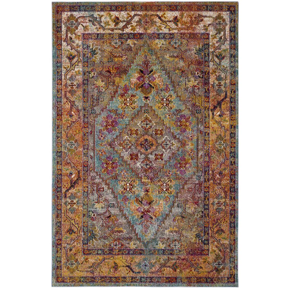 CRYSTAL, LIGHT BLUE / ORANGE, 5' X 8', Area Rug, CRS507A-5. Picture 1