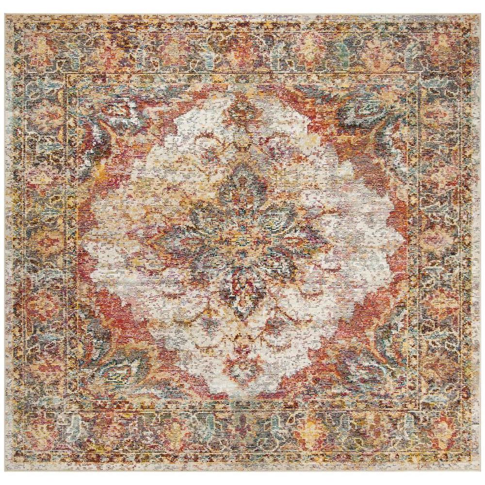 CRYSTAL, CREAM / ROSE, 7' X 7' Square, Area Rug. Picture 1