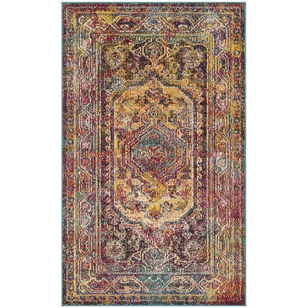 CRYSTAL, TEAL / ROSE, 3' X 5', Area Rug. Picture 1