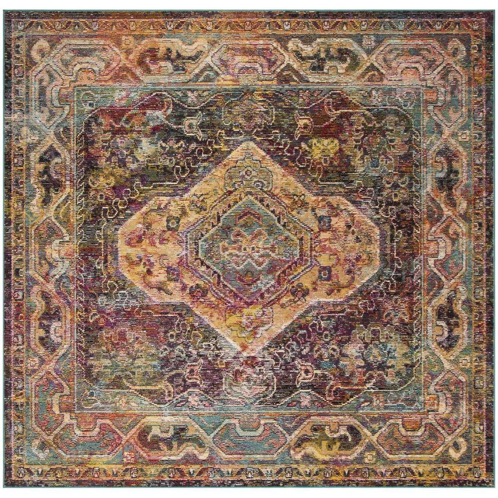 CRYSTAL, TEAL / ROSE, 7' X 7' Square, Area Rug. Picture 1