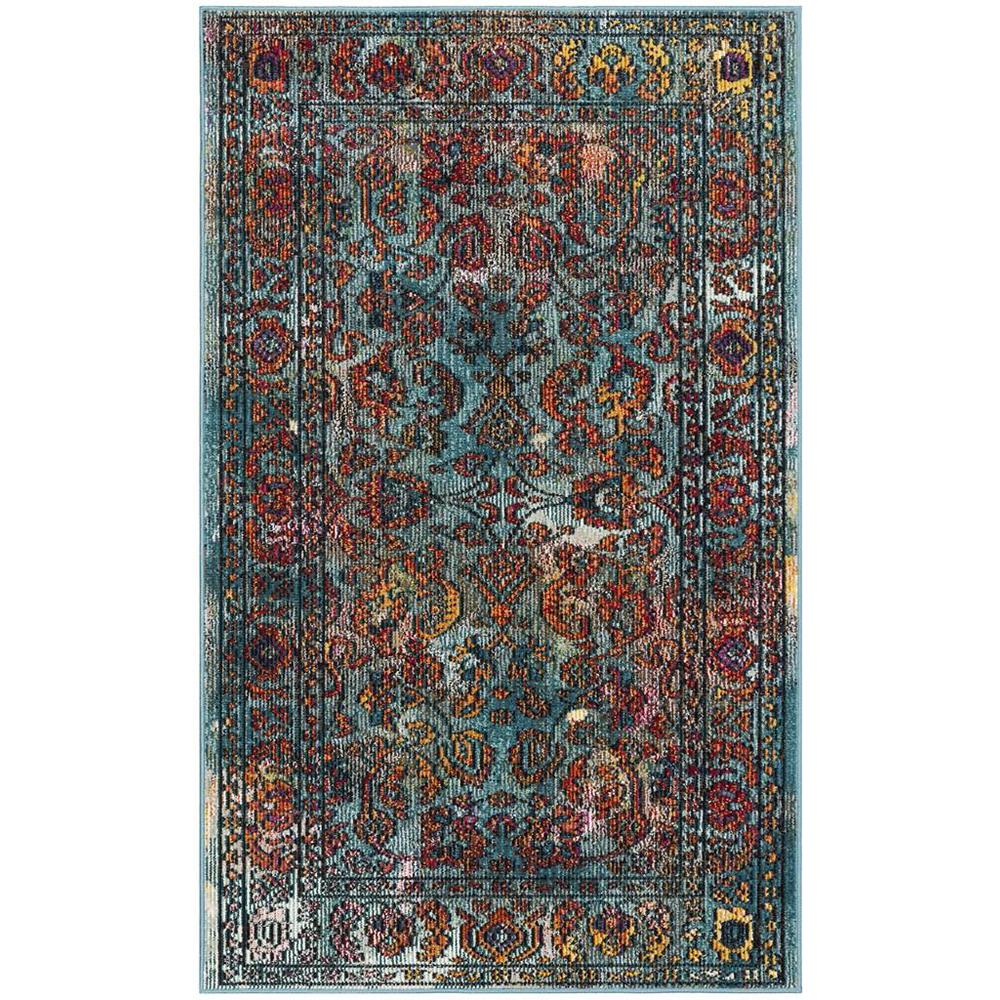 CRYSTAL, LIGHT BLUE / ORANGE, 3' X 5', Area Rug, CRS515A-3. Picture 1