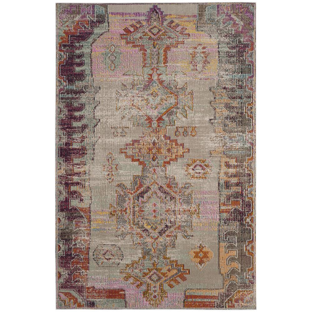 CRYSTAL, LIGHT GREY / PURPLE, 5' X 8', Area Rug. Picture 1