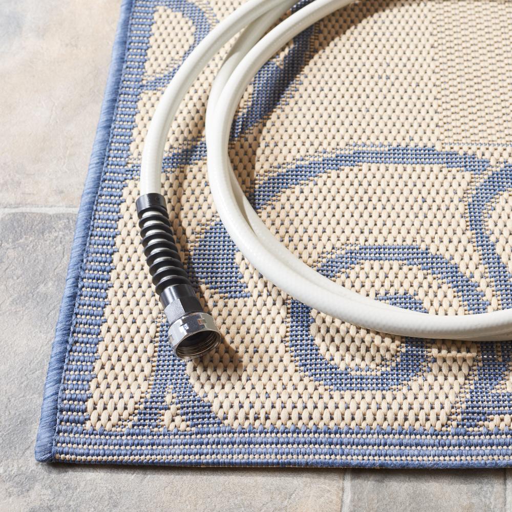 COURTYARD, NATURAL / BLUE, 5'-3" X 7'-7", Area Rug, CY2665-3101-5. Picture 3