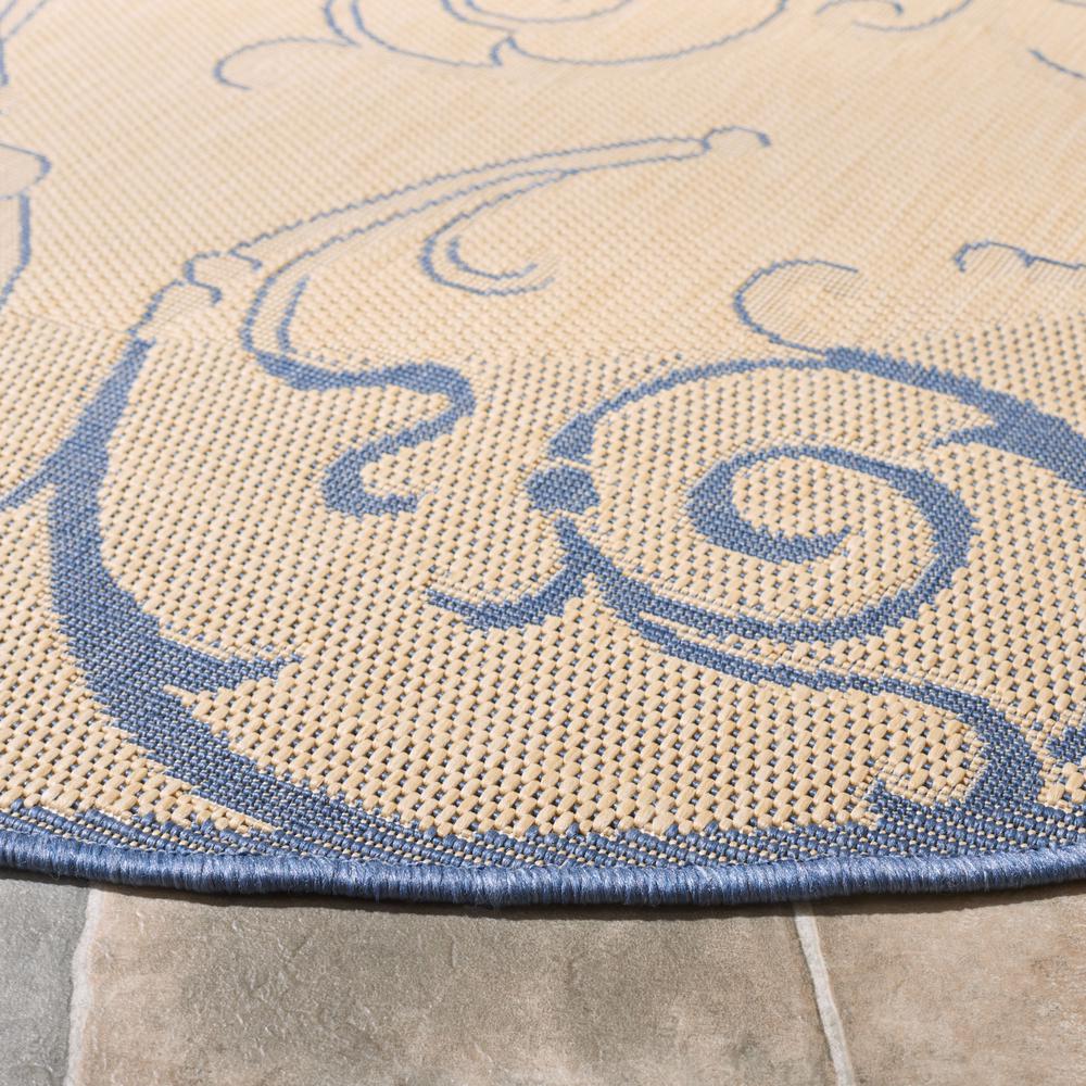 COURTYARD, NATURAL / BLUE, 6'-7" X 6'-7" Round, Area Rug, CY2665-3101-7R. Picture 4