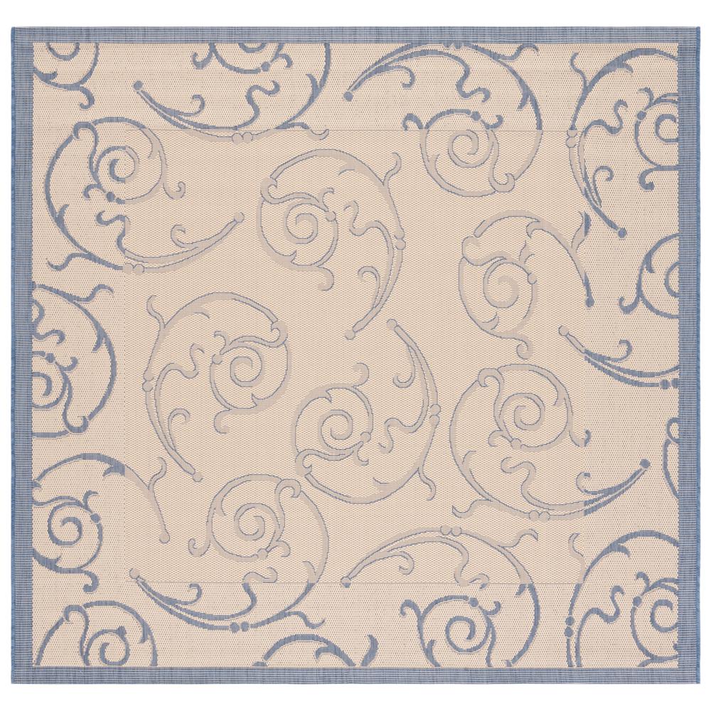 COURTYARD, NATURAL / BLUE, 6'-7" X 6'-7" Square, Area Rug, CY2665-3101-7SQ. Picture 1
