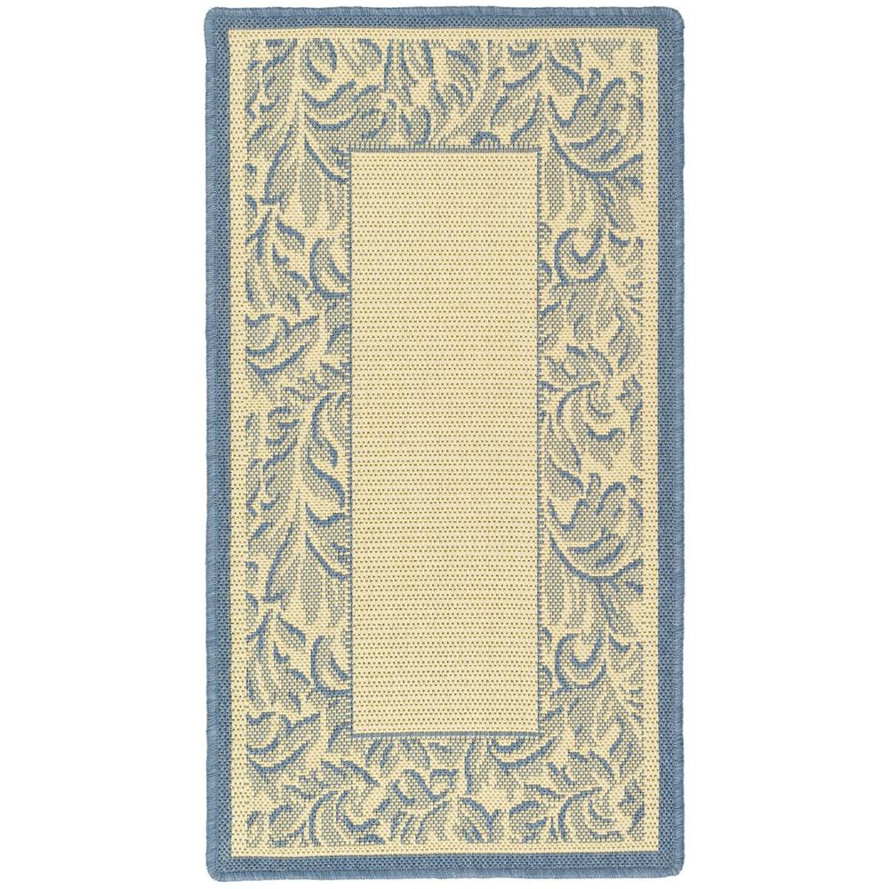 COURTYARD, NATURAL / BLUE, 6'-7" X 6'-7" Round, Area Rug, CY2666-3101-7R. Picture 1