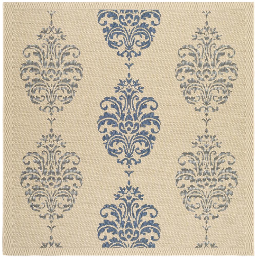COURTYARD, NATURAL / BLUE, 6'-7" X 6'-7" Square, Area Rug, CY2720-3101-7SQ. Picture 1