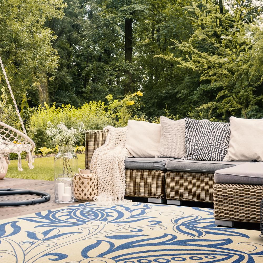 COURTYARD, NATURAL / BLUE, 8' X 11', Area Rug, CY2961-3101-8. Picture 2