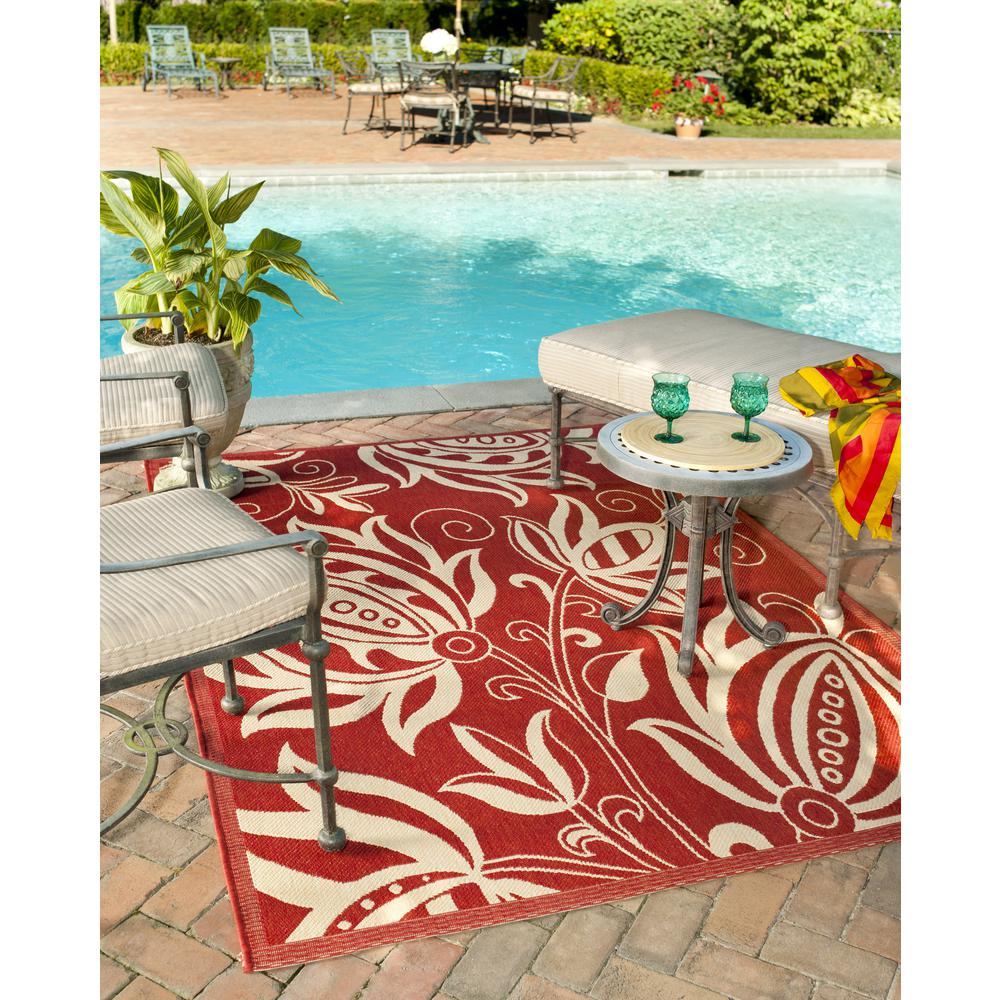 COURTYARD, RED / NATURAL, 5'-3" X 7'-7", Area Rug, CY2961-3707-5. Picture 6