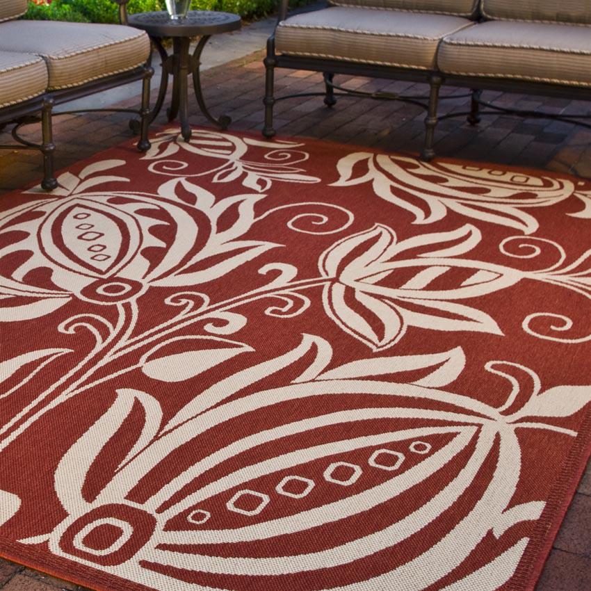 COURTYARD, RED / NATURAL, 6'-7" X 9'-6", Area Rug, CY2961-3707-6. Picture 5