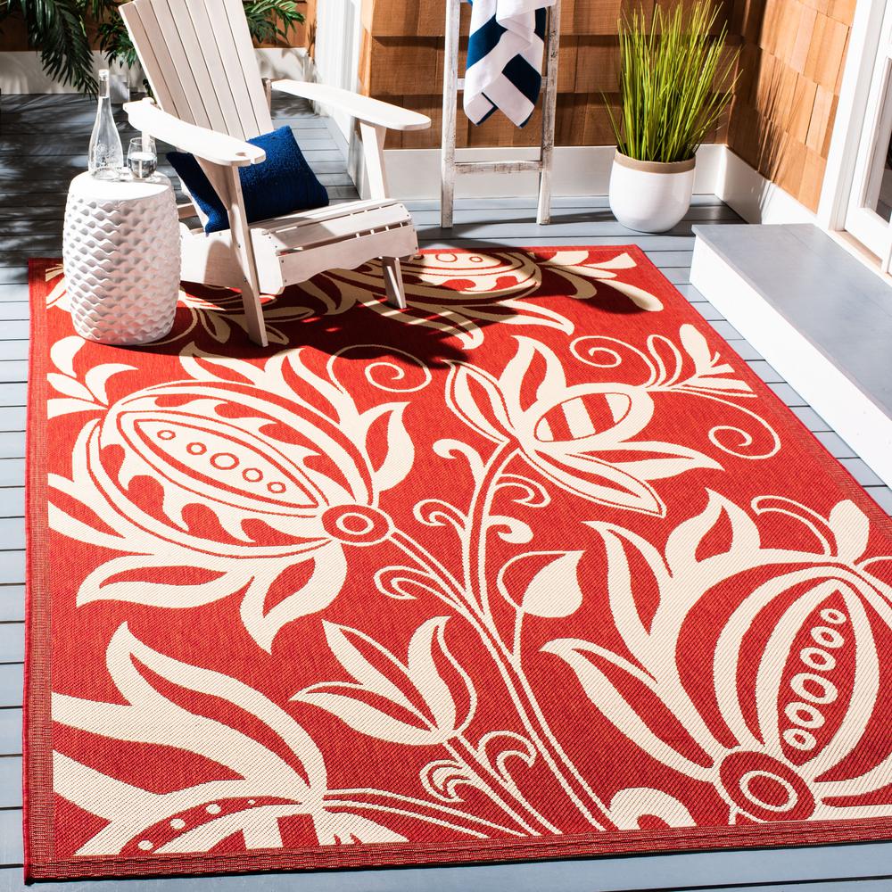 COURTYARD, RED / NATURAL, 6'-7" X 9'-6", Area Rug, CY2961-3707-6. Picture 1