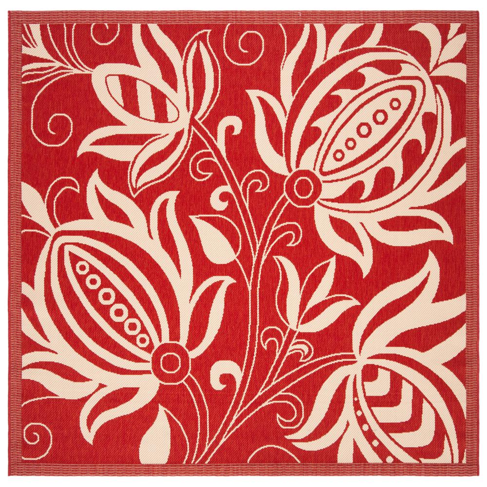 COURTYARD, RED / NATURAL, 6'-7" X 6'-7" Square, Area Rug, CY2961-3707-7SQ. Picture 1