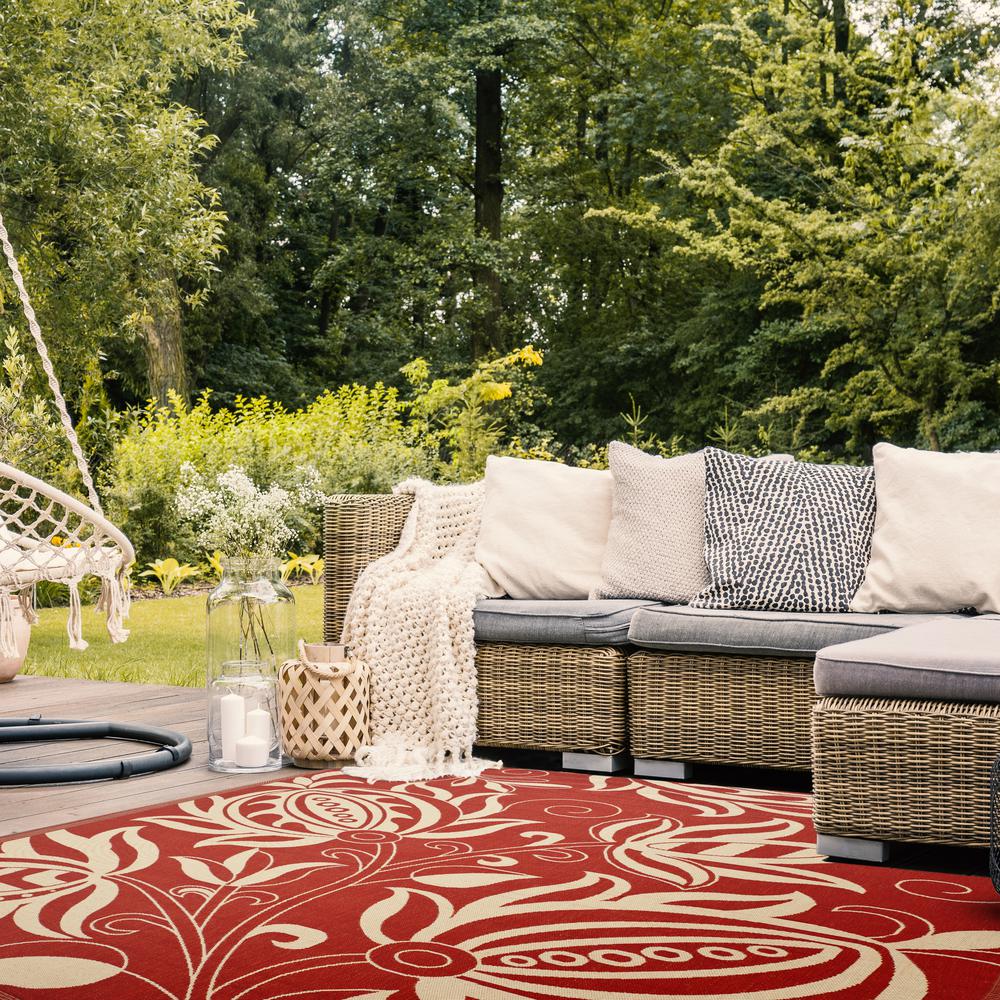 COURTYARD, RED / NATURAL, 8' X 11', Area Rug, CY2961-3707-8. Picture 1