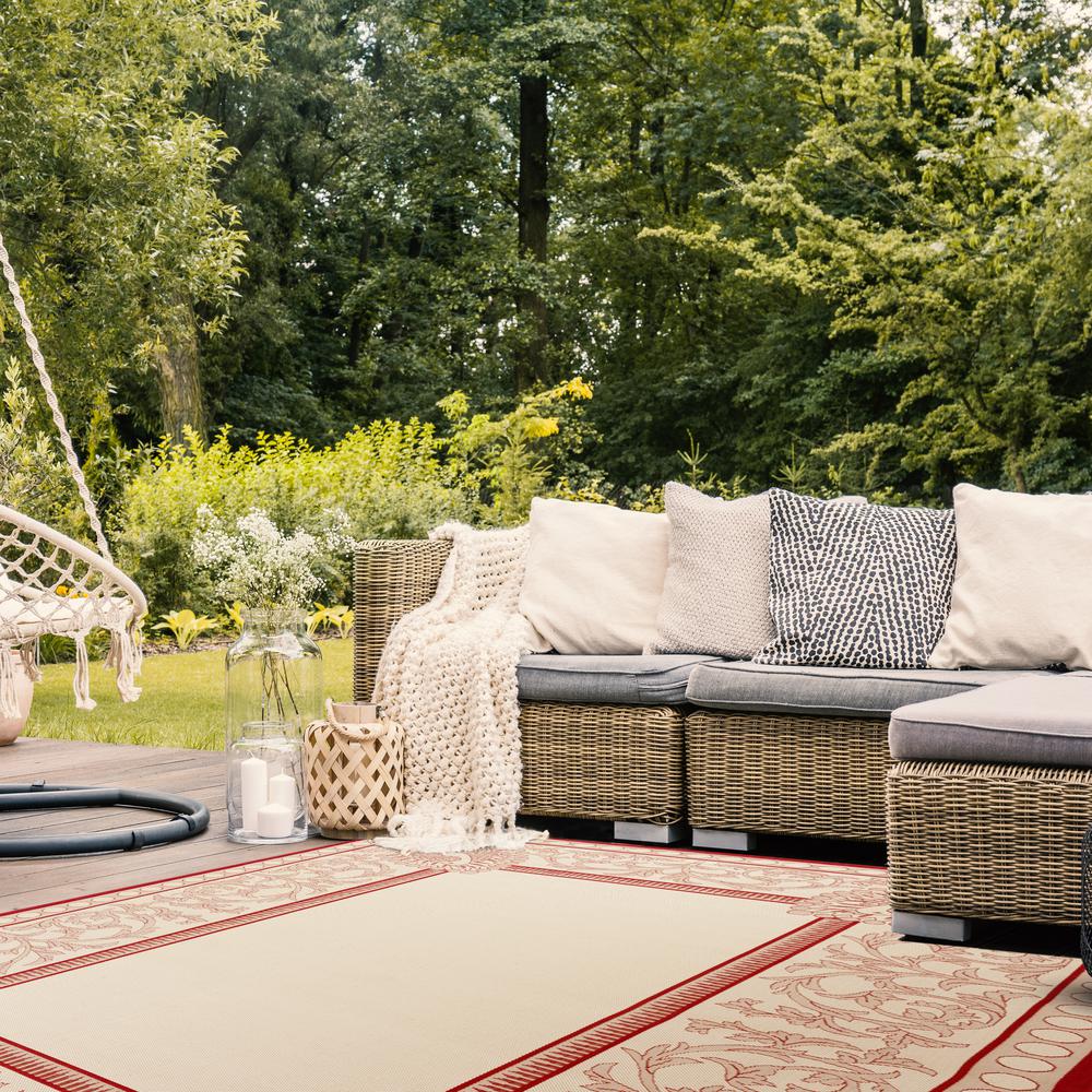 COURTYARD, NATURAL / RED, 8' X 11', Area Rug, CY2965-3701-8. Picture 3
