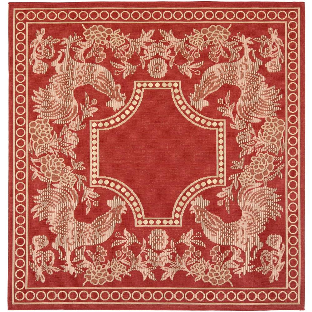 COURTYARD, RED / NATURAL, 6'-7" X 6'-7" Square, Area Rug, CY3305-3707-7SQ. Picture 1