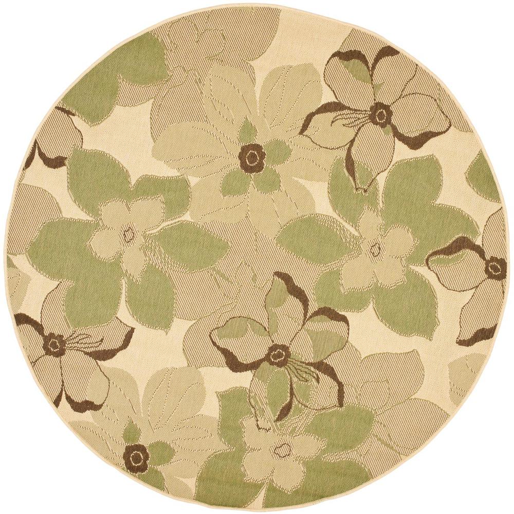 COURTYARD, NATURAL BROWN / OLIVE, 5'-3" X 5'-3" Round, Area Rug, CY4022A-5R. Picture 1