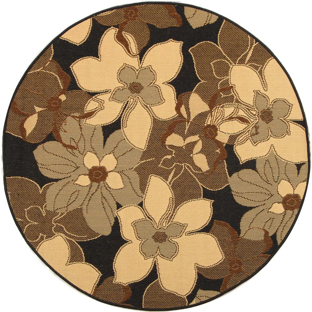 COURTYARD, BLACK NATURAL / BROWN, 5'-3" X 5'-3" Round, Area Rug, CY4022D-5R. Picture 1