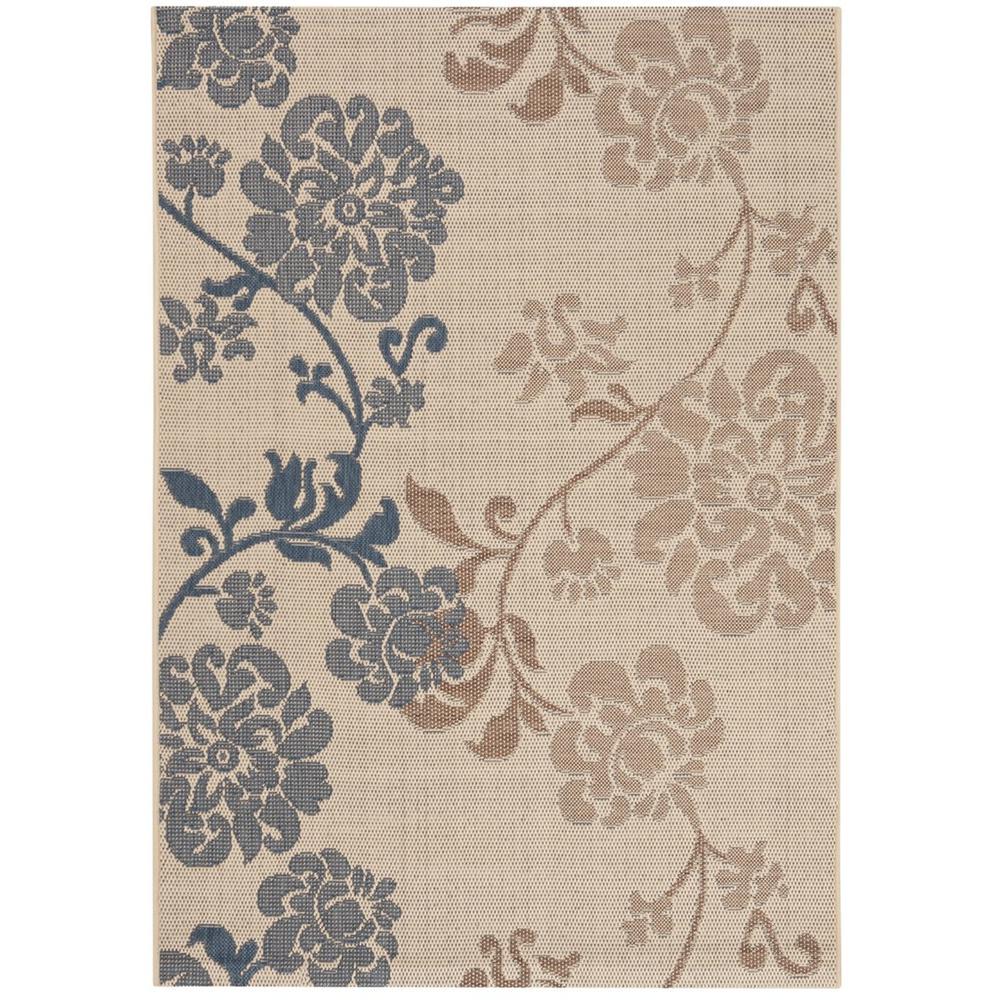 COURTYARD, NATURAL BROWN / BLUE, 4' X 5'-7", Area Rug, CY4027B-4. Picture 1