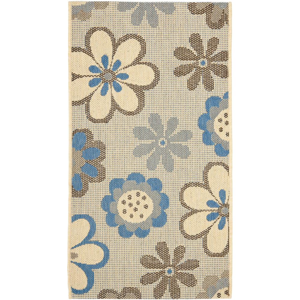 COURTYARD, NATURAL BROWN / BLUE, 2' X 3'-7", Area Rug, CY4035B-2. Picture 1