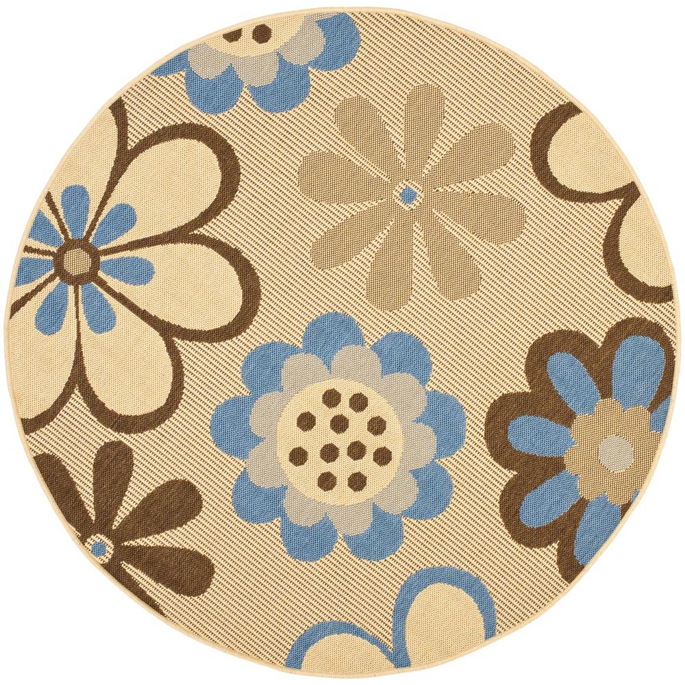 COURTYARD, NATURAL BROWN / BLUE, 5'-3" X 5'-3" Round, Area Rug, CY4035B-5R. Picture 1