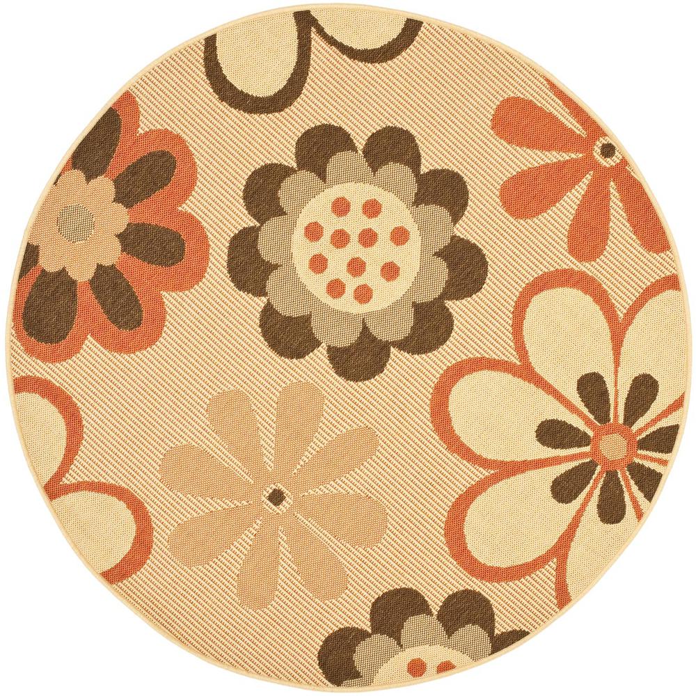 COURTYARD, NATURAL BROWN / TERRACOTTA, 5'-3" X 5'-3" Round, Area Rug. Picture 1